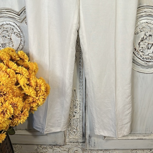 212 Collection Flat Front Linen Blend Trousers Classic Old Money Level - Picture 3 of 9